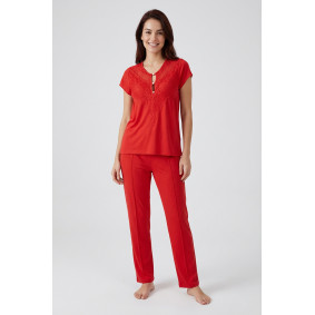 Kırmızı Penye Pijama Takımı - 1551
