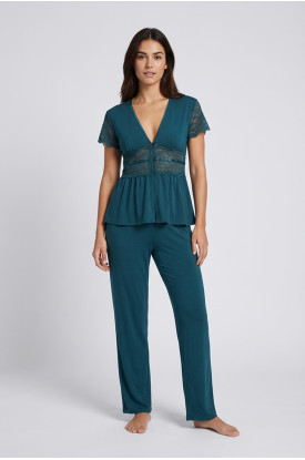 Petrol Yeşili Penye Pijama Takımı - 1633