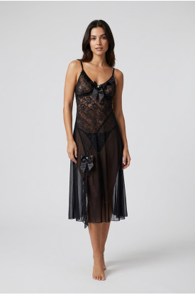 Siyah Şifon Gecelik - 209