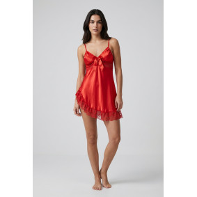 Kırmızı Saten Gecelik - M-308