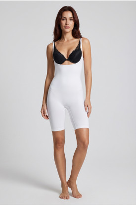 Beyaz Kadın Paçalı Boy Dikişsiz Korse - 751