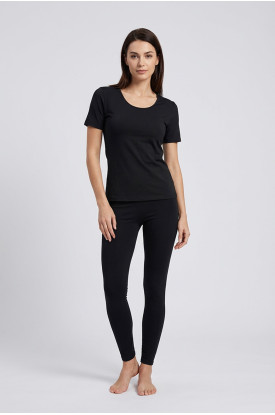 Siyah Kadın Yarım Kollu Termal Sauna Atlet Tayt Takım - 746