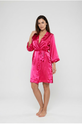 Fuşya İpek Saten Sabahlık - 14007