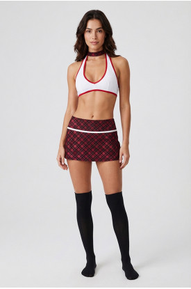 Kırmızı Beyaz Bodysuit Takım - 813