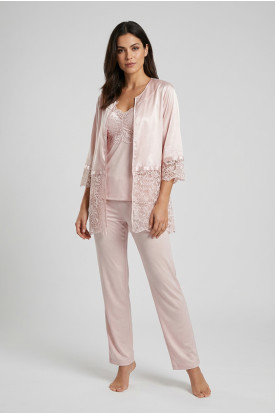 Pudra Penye Pijama Takımı - 1417