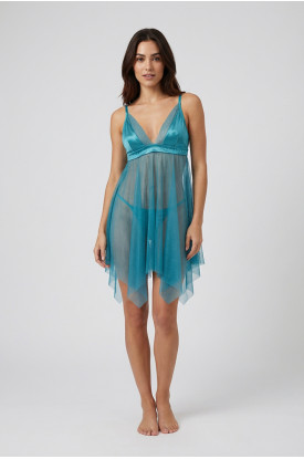 Turkuaz Tül Gecelik - 637B