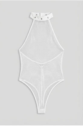 Beyaz Sexy File Bodysuit -1046
