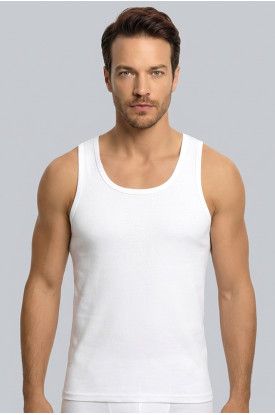 Beyaz Erkek Atlet Pamuklu Penye-SİSMEN01