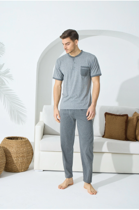 Kocabey 9501 Erkek Midi Yaka Kısa Kol Pijama Takım