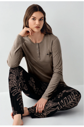 Arnetta 3439-X Kadın Battal Uzun Kol Pijama Takım