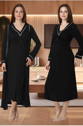 Effortt 4055 Biye Detaylı Sabahlıklı Lohusa Gecelik Takımı