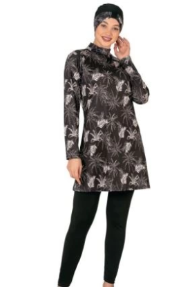 Fantasy 3417  Bayan Yaprak Desenli Tesettür Mayo