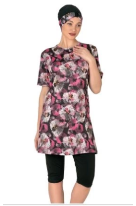 Fantasy 3449 Bayan Desenli Yarı Tesettür Mayo