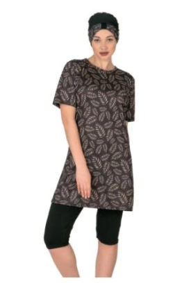 Fantasy 3454 Bayan Yaprak  Desenli Yarı Tesettür Mayo