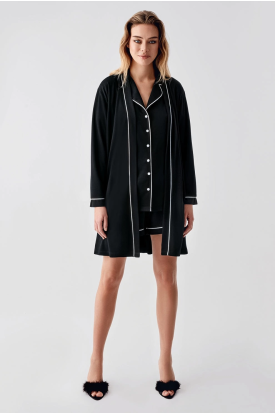 Freshness 324 Kadın 4'Lü Sabahlıklı Şorlu Pijama Takımı