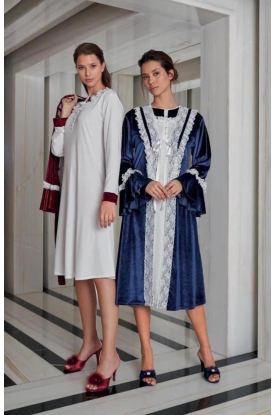 Jar Pierre 228 Kadife Gecelik Sabahlık