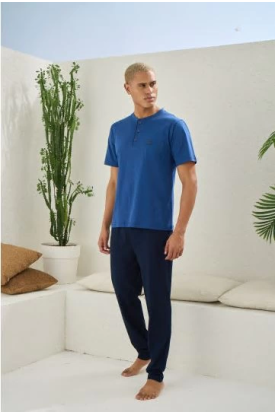 Kocabey 2207 Erkek Battal Midi Yaka Pijama Takım