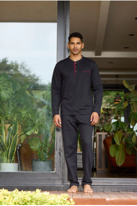 Kocabey 9133  Erkek Midi Yaka Uzun Kollu Pijama Takımı