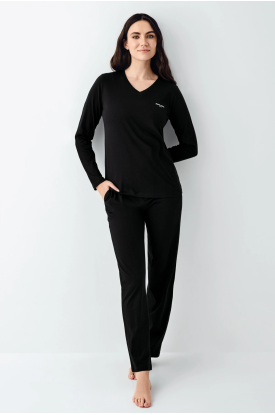 Pierre Cardin 9070-X Kadın Battal Uzun Kol Pijama Takım