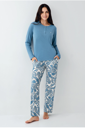 Pierre Cardin 9075-S Kadın Uzun Kol Pijama Takım