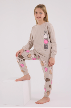 RolyPoly 3704-2 Kız Çocuk Uzun Kol Pijama Takım